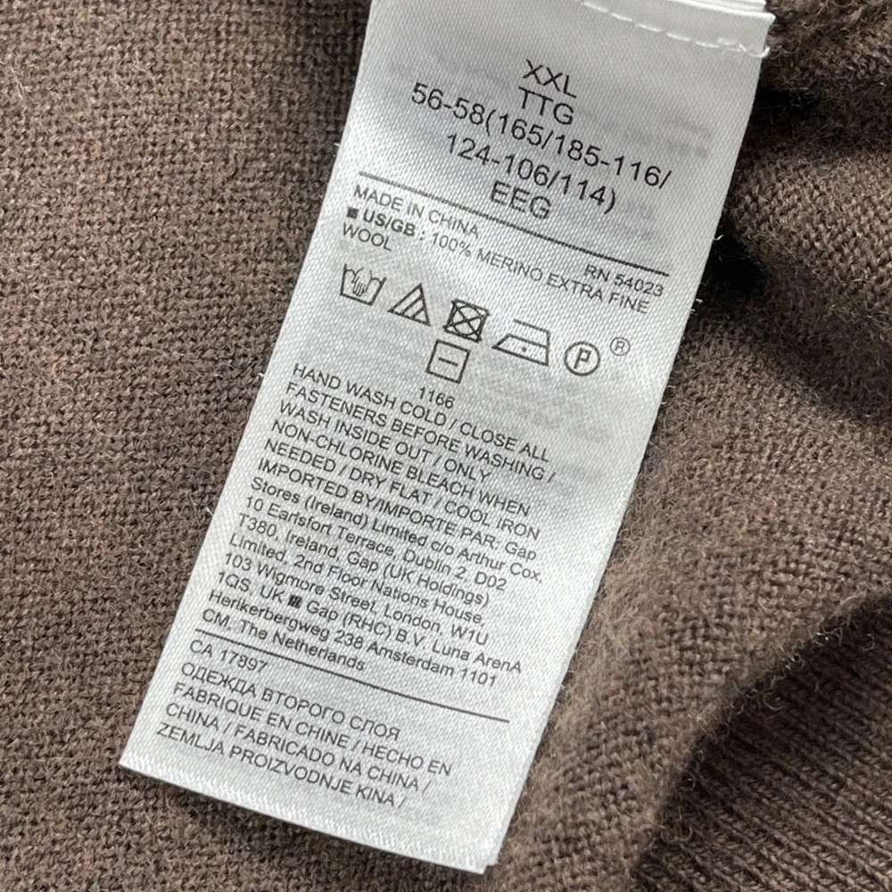 Banana Republic‎ Quarter Zip Mens XXL Brown Italian Merino Wool Baruffa Sweater